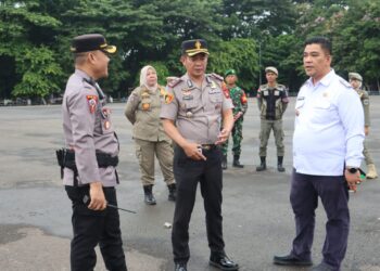 Dalam Rangka Kunjungan Kerja Mentri Dan BNN Ke Kabupaten Lahat Polres Lahat Gelar Apel Gabungan .