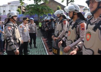 Antisipasi Gangguan Kamtibmas, Polres Wonogiri Gelar Apel Pengecekan dan Assessment Perlengkapan Dalmas