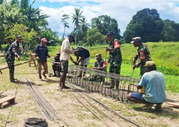 Peran Aktif Babinsa Merauke, Pembangunan Jembatan Garuda di Kampung Candra Jaya Resmi Dimulai