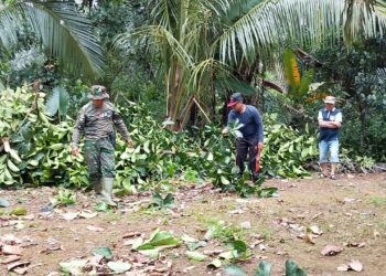 Babinsa Koramil 420-09/Bangko bersama Warga Bergotong Royong