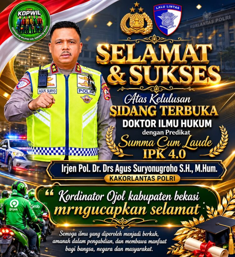 Kakorlantas Polri Irjen Agus Suryonugroho Raih Gelar Doktor Ilmu Hukum Summa Cum Laude IPK 4.0