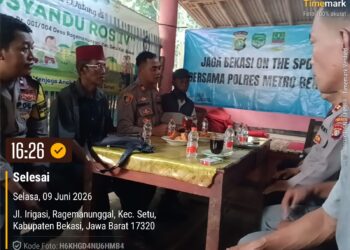 Kapolsek Setu Gelar silaturahmi dan Jaga Bekasi On The Spot di desa Ragemanunggal, sampaikan Pesan Kamtibmas dan Program Baru