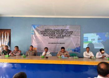 Jaga Bekasi On The Spot, Polres Metro Bekasi Hadiri Sosialisasi Pengadaan Tanah Pengendalian Banjir Kali Bekasi