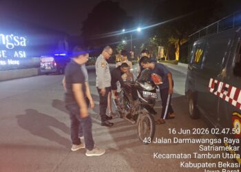Polsek Tambun Selatan Gelar Patroli KRYD, Sasar Titik Rawan Kejahatan dan Guankamtibmas