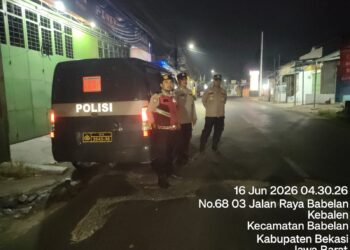 Polsek Babelan Gelar Patroli Biru, Antisipasi 3C dan Kejahatan Lainnya