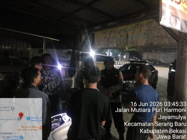 JAGA JAKARTA JAGA BEKASI, Polsek Serang Baru Gelar Patroli Biru Bersama TNI, Satpol PP dan Pokdarkamtibmas