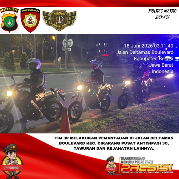 Jaga Jakarta Jaga Bekasi, Patroli Perintis Presisi Polres Metro Bekasi Sisir Titik Rawan Cegah 3C dan Tawuran
