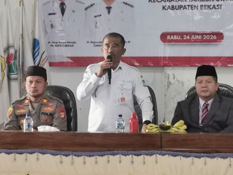 Jaga Jakarta Jaga Bekasi, Waka Polsek Tambun Selatan Hadiri Pelantikan Pj Kepala Desa Srijaya di Tambun Utara