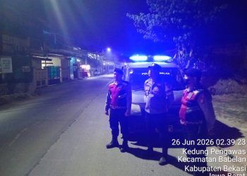 Jaga Jakarta Jaga Bekasi, Polsek Babelan Gelar Patroli Biru di Jalan Raya Kedung Pengawas