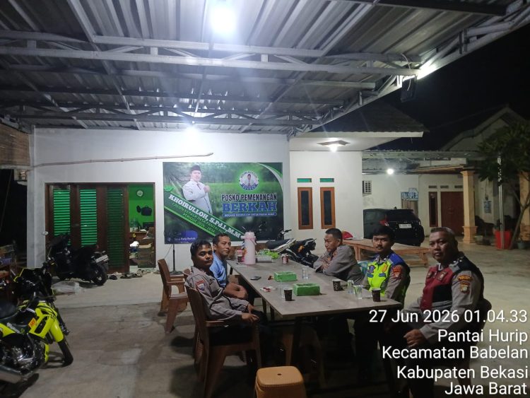 Patroli Biru Polsek Babelan Perkuat Strong Point Antisipasi 3C di Pantai Hurip