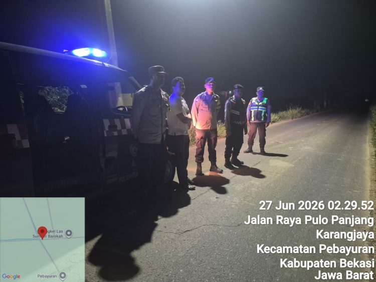 Jaga Jakarta Jaga Bekasi, Patroli Biru Polsek Pebayuran Cegah Gangguan Kamtibmas di Bantarjaya