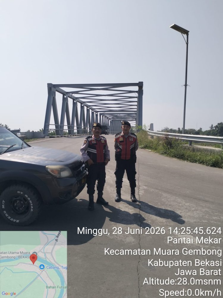 Jaga Jakarta Jaga Bekasi, Polsek Muaragembong Patroli KRYD di Jembatan Penghubung Pantai Mekar–Pantai Bakti