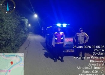 Jaga Jakarta Jaga Bekasi, Patroli Biru Polsek Muaragembong Sisir Jalan Raya Kali Baru
