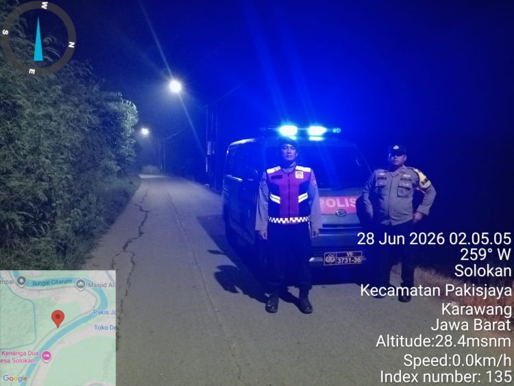Jaga Jakarta Jaga Bekasi, Patroli Biru Polsek Muaragembong Sisir Jalan Raya Kali Baru