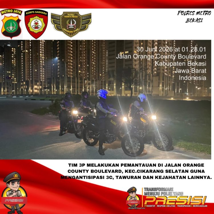 Jaga Jakarta Jaga Bekasi, Patroli Perintis Presisi Sasar Lima Wilayah Rawan Gangguan Kamtibmas