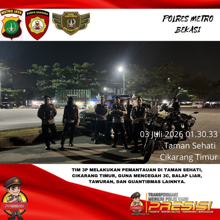 Jaga Jakarta Jaga Bekasi, Patroli Perintis Presisi Sisir Titik Rawan Cikarang hingga MM2100