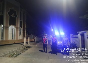 Jaga Jakarta Jaga Bekasi, Patroli Biru Polsek Babelan Perkuat Pengawasan di Jalan Pulo Timaha