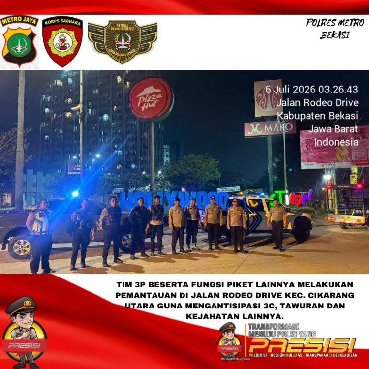 Jaga Jakarta Jaga Bekasi, Patroli Perintis Presisi Sisir Titik Rawan
