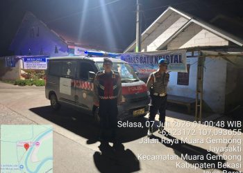 Jaga Jakarta Jaga Bekasi, Patroli Biru Polsek Muara Gembong Perkuat Pencegahan Guantibmas Dini Hari