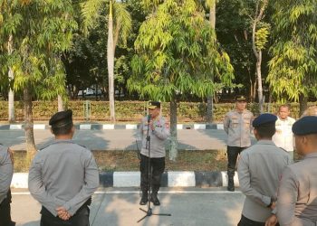 Ratusan Personel Apel Pengamanan Aksi FUKHIS di Kantor DPRD Kabupaten Bekasi