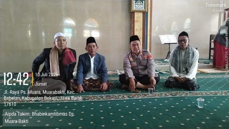 JAGA JAKARTA ON THE SPOT, Safari Jumat Polsek Babelan Ajak Jamaah Jaga Remaja dari Tawuran dan Bijak Bermedia Sosial