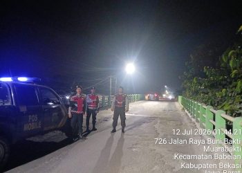 Patroli Biru Polsek Babelan Sisir Jalan Muara Bakti, Antisipasi Tawuran dan Gangguan Kamtibmas