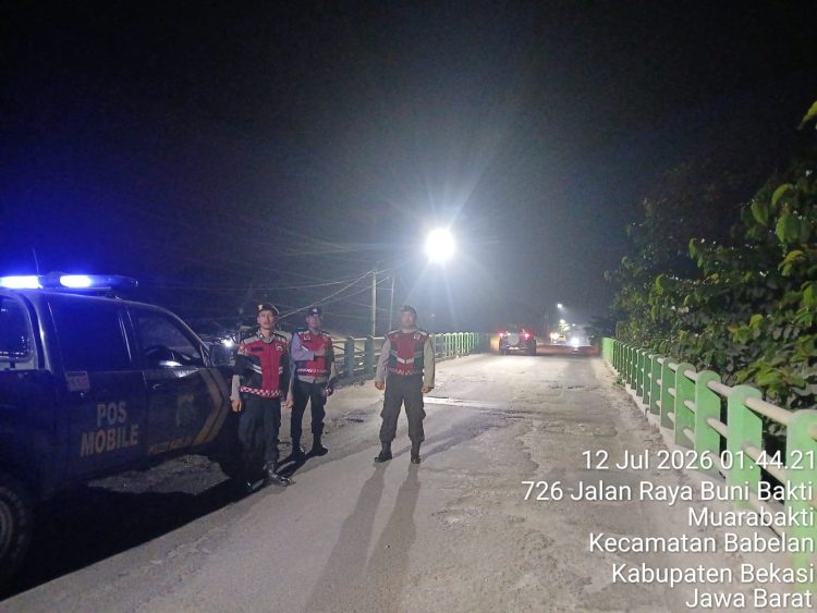 Patroli Biru Polsek Babelan Sisir Jalan Muara Bakti, Antisipasi Tawuran dan Gangguan Kamtibmas
