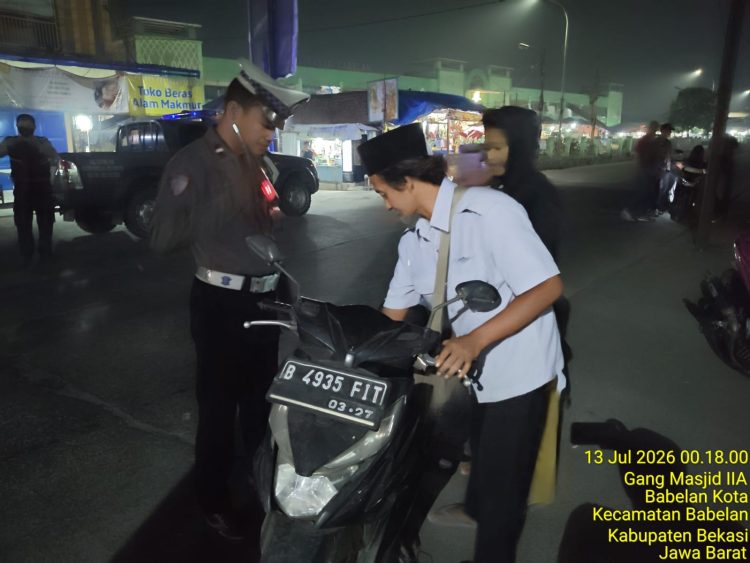 Polsek Babelan Gelar Operasi Kejahatan Jalanan, Amankan Satu Kendaraan Tanpa Kelengkapan Surat