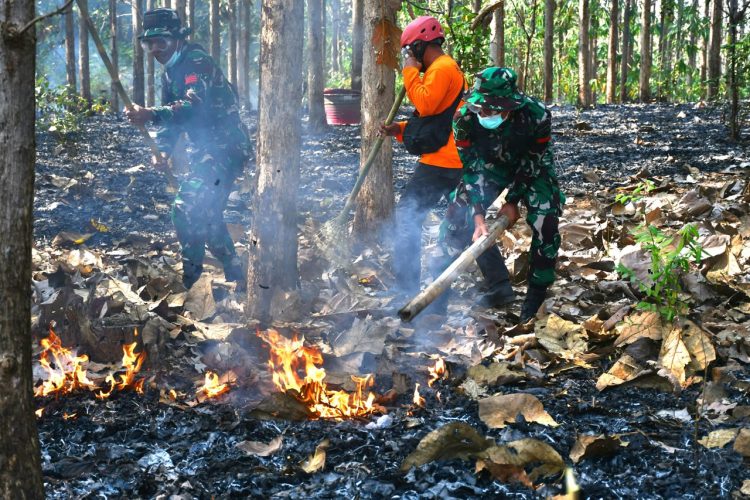 Masuki musim Kemarau, Kodim Wonogiri Gelar Latihan Penanggulangan Bencana Alam Kebakaran Hutan Lahan