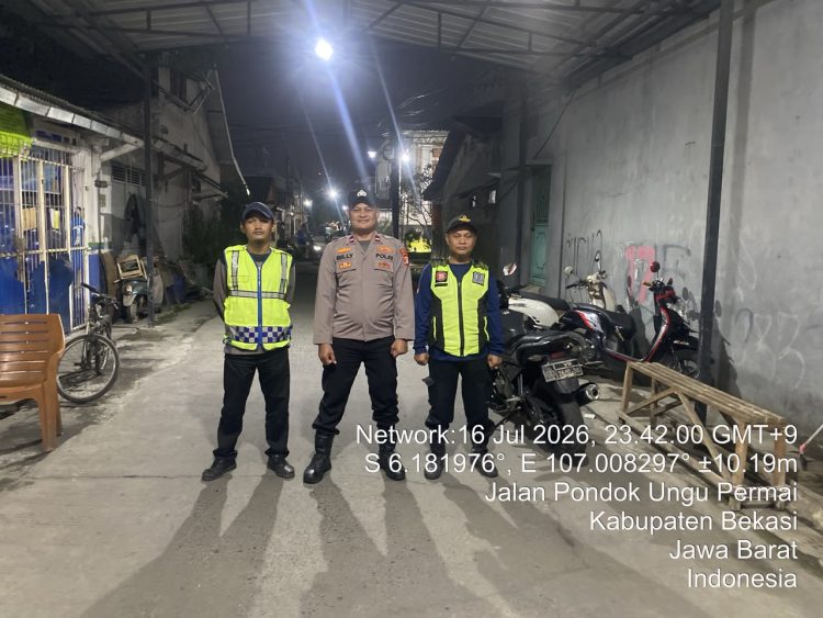 Patroli Malam Polsek Babelan Antisipasi 3C dan Tawuran di Pondok Ungu Permai