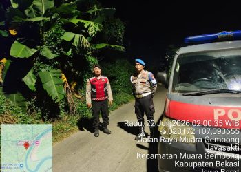 JAGA JAKARTA JAGA BEKASI, Patroli Biru Polsek Muaragembong Jangkau Jalur Utama Jayasakti