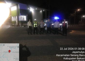 JAGA JAKARTA JAGA BEKASI, Patroli Biru Polsek Serang Baru Perkuat Pengamanan Permukiman