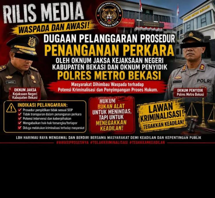 Dugaan Pelanggaran Prosedur Penanganan Perkara oleh Oknum Jaksa Kejaksaan Negeri Kabupaten Bekasi dan Oknum Penyidik Polres Metro Bekasi: Masyarakat Dihimbau Waspada terhadap Potensi Kriminalisasi dan Penyimpangan Proses Hukum