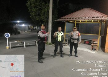 Jaga Jakarta Jaga Bekasi, Patroli Biru Polsek Serang Baru Perkuat Pengamanan Permukiman Warga