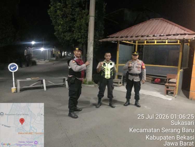 Jaga Jakarta Jaga Bekasi, Patroli Biru Polsek Serang Baru Perkuat Pengamanan Permukiman Warga