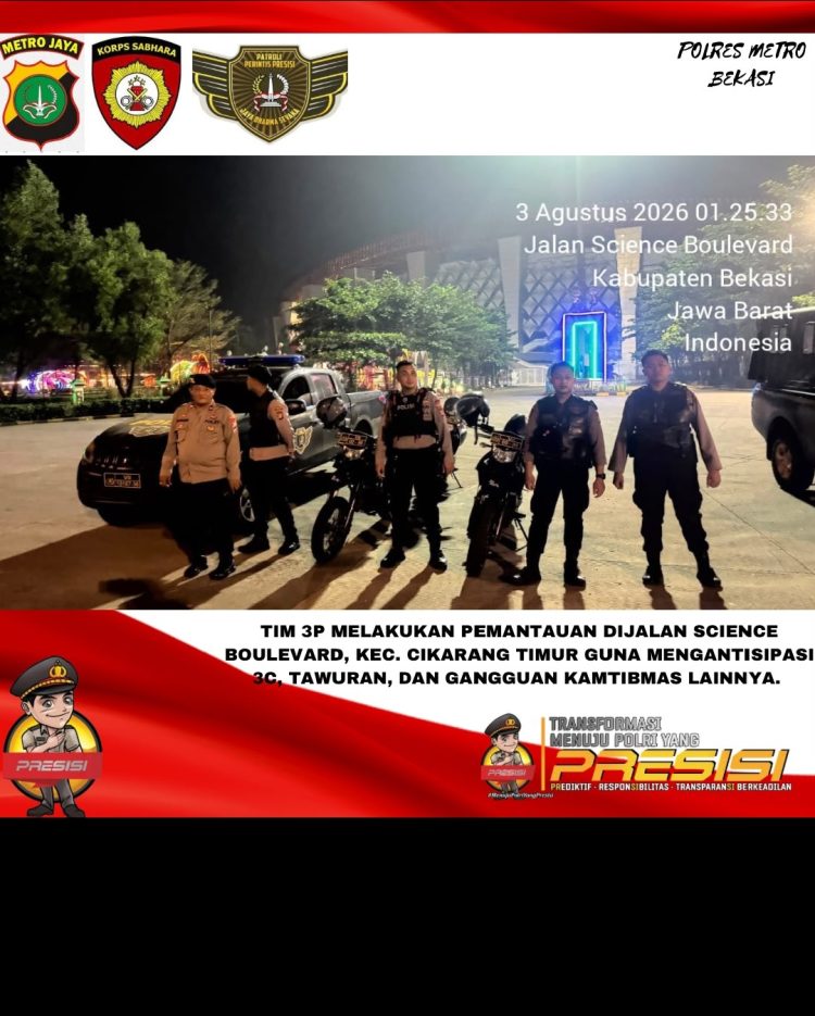 Jaga Jakarta Jaga Bekasi, Patroli Perintis Presisi Sisir Cikarang Utara dan Timur Antisipasi Kejahatan Jalanan