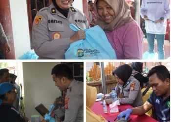 Sambut Dirgahayu Kemerdekaan RI ke-81, Polres Metro Bekasi Gelar Bakti Kesehatan dan Salurkan 200 Paket Sembako