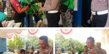 Jumat Berkah, Satlantas Polres Metro Bekasi Berbagi Sembako untuk Driver Ojol di Cikarang