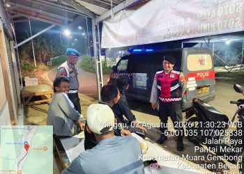 Jaga Jakarta Jaga Bekasi, Patroli Biru Polsek Muaragembong Antisipasi 3C, Tawuran, dan Premanisme