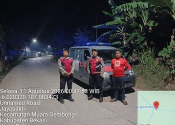 Patroli Biru Polsek Muaragembong Antisipasi 3C, Tawuran dan Kejahatan Jalanan