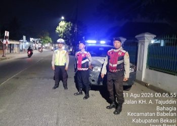 Polsek Babelan Gelar Patroli Mobile dan Strong Point, Antisipasi 3C dan Kejahatan Jalanan