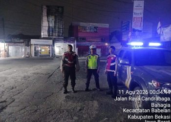 Polsek Babelan Gelar Patroli Mobile dan Strong Point di Jalan Raya Candrabaga, Antisipasi 3C