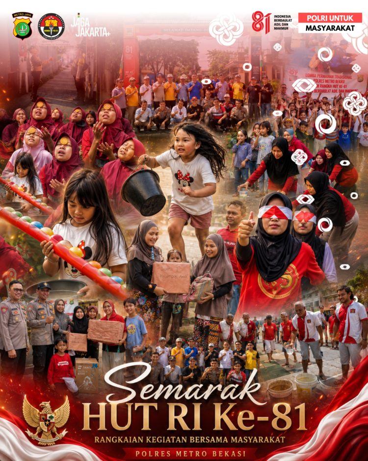 Semarak HUT RI ke-81, Polres Metro Bekasi Hadir Bersama Masyarakat dalam Beragam Kegiatan Kemerdekaan