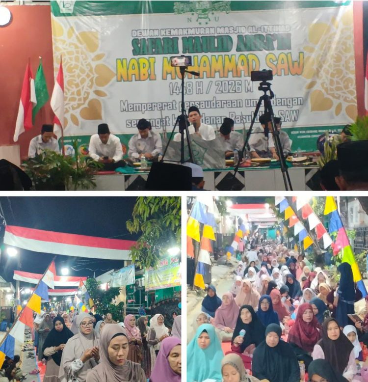 Gema Tahlil, Sholawat, Hadroh dan Tarian Sufi Semarakkan Maulid Nabi 1448 H di Gang Makmur Perum BCM