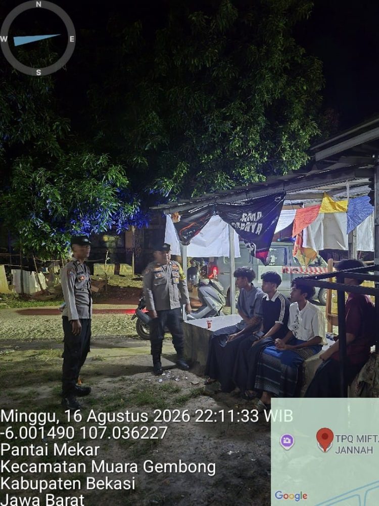 Jaga Jakarta Jaga Bekasi, Patroli Biru Polsek Muaragembong Sambangi Pemuda dan Antisipasi Kejahatan Jalanan