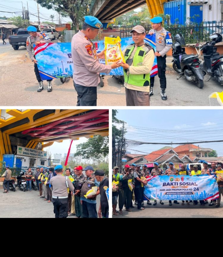 Hari Jadi Propam ke-24, Sipropam Polres Metro Bekasi Gelar Bhakti Sosial untuk Ojek Pangkalan