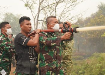 Kasdam XXII/TB Tinjau Langsung Penanganan Karhutla di Km 22 Palangkaraya