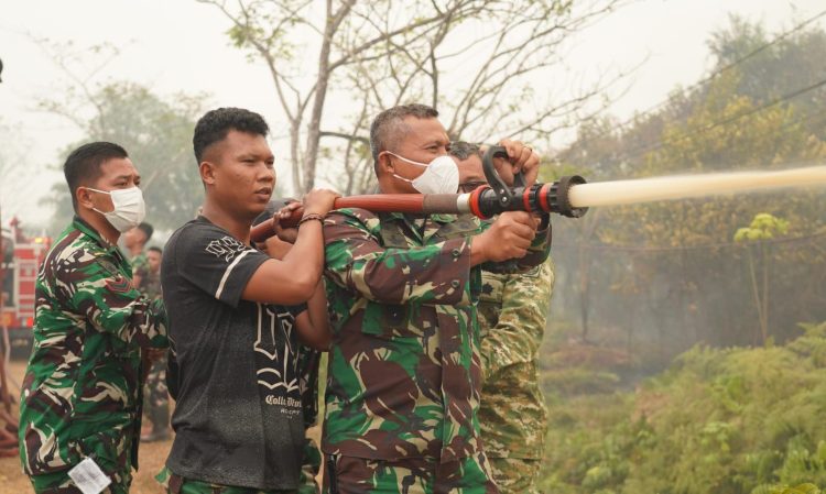 Kasdam XXII/TB Tinjau Langsung Penanganan Karhutla di Km 22 Palangkaraya