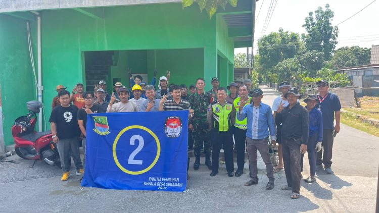 Polsek Cikarang Pusat Monitor Kampanye Simpatik Calon Kades Sukamahi Nomor Urut 2