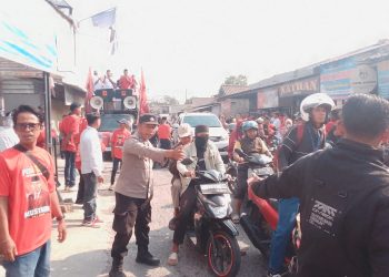 Polsek Sukatani Amankan Kampanye Calon Kades Suka Rukun Nomor Urut 3
